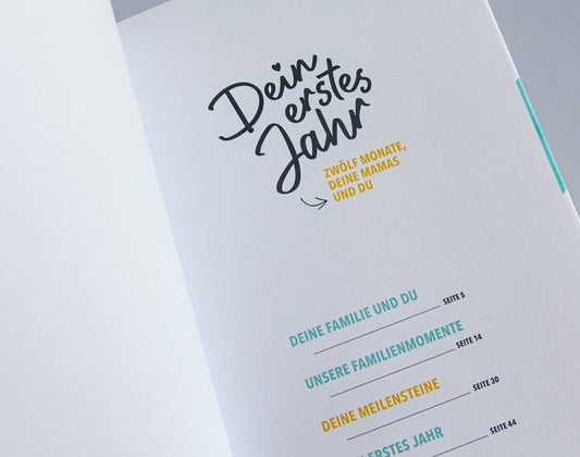 Inhaltsverzeichnis des Erinnerungsbuchs "Dein erstes Jahr"