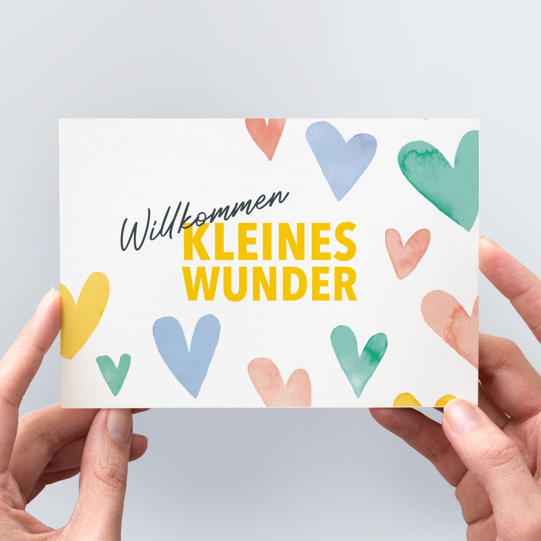 "Willkommen kleines Wunder" Postkarte zur Geburt 