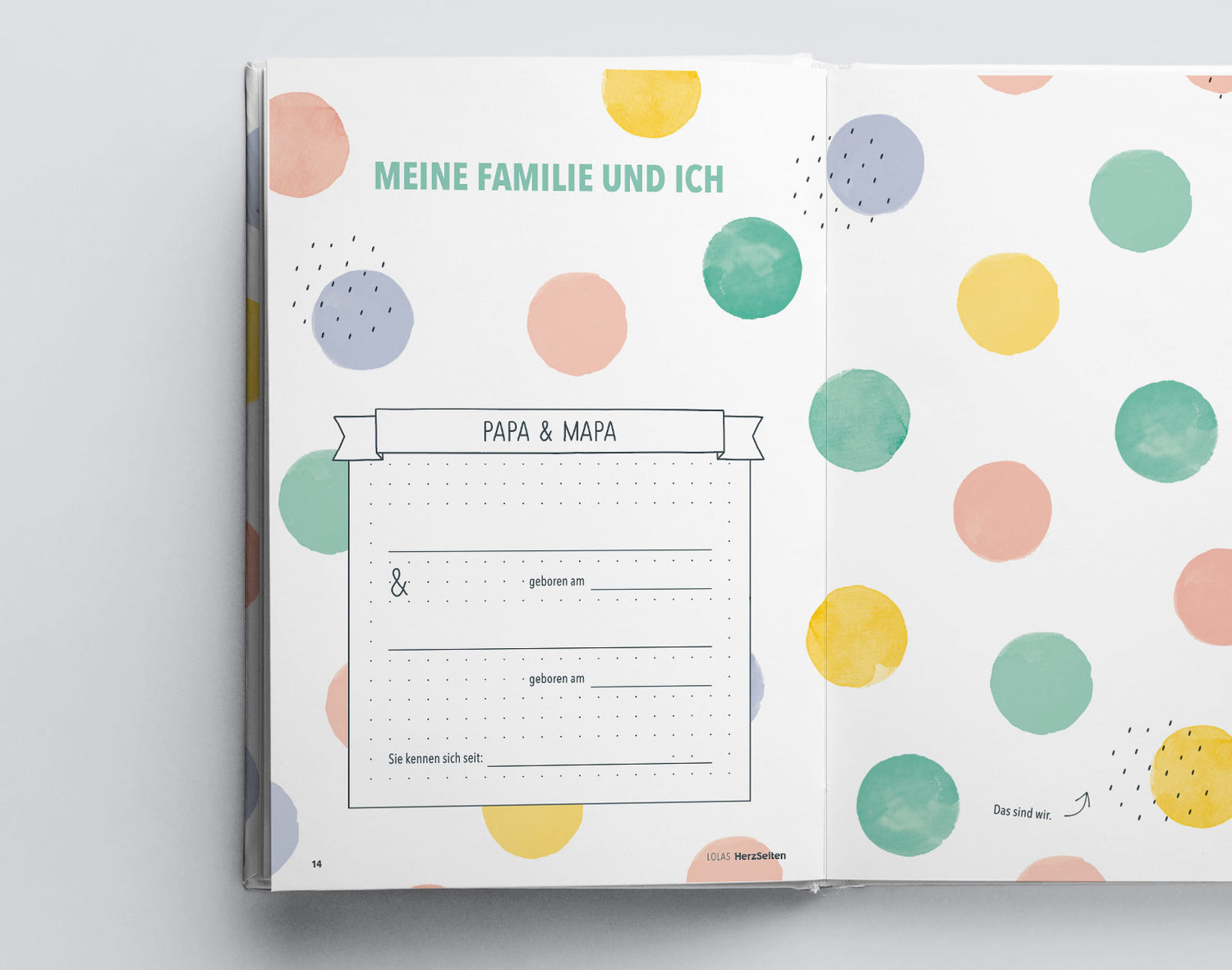 Familienvorstellung im Erinnerungsalbum eines Baby mit nichtbinärem Elternteil