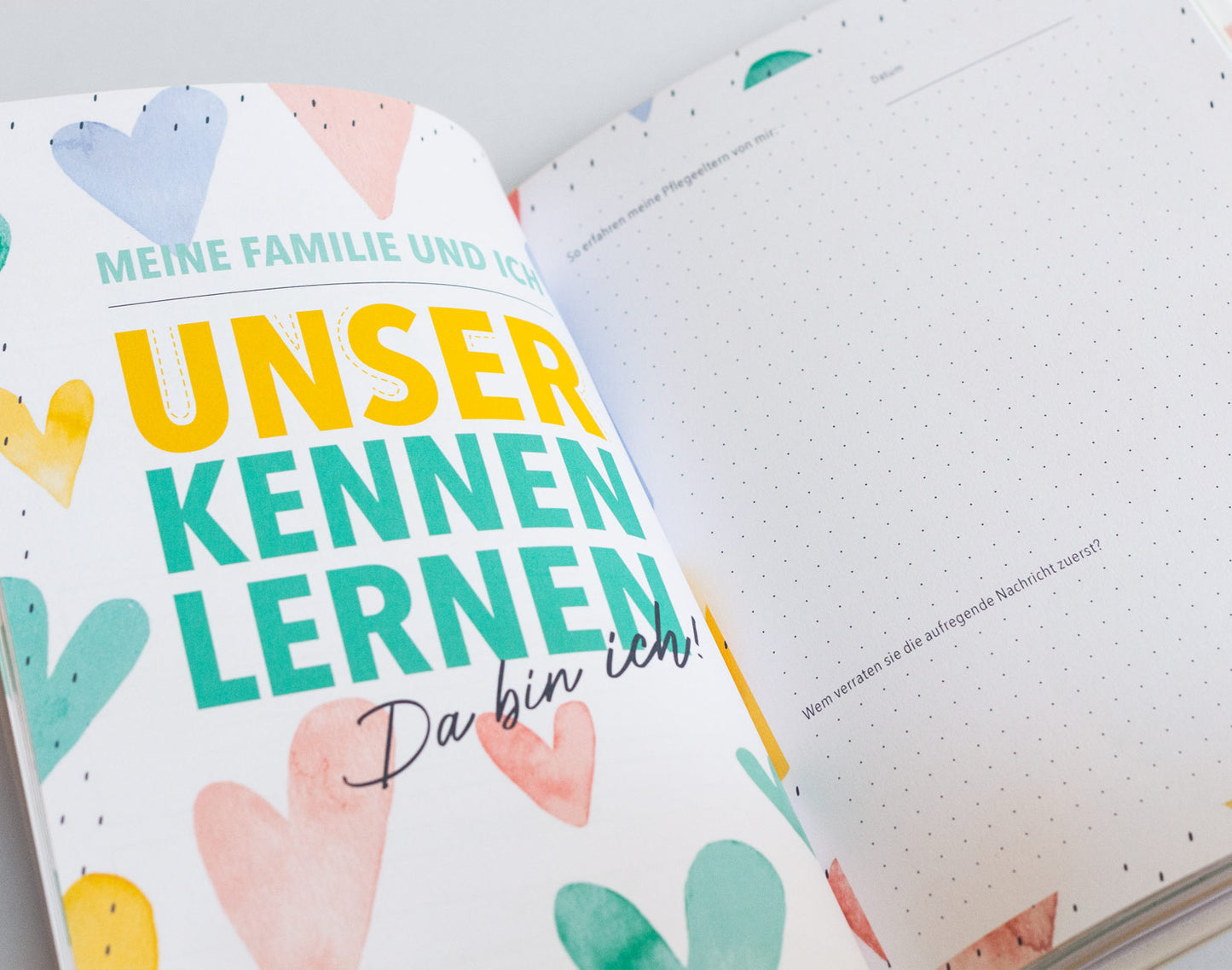 Seite zum Kennenlernen der Pflegefamilie im Kindheitsalbum