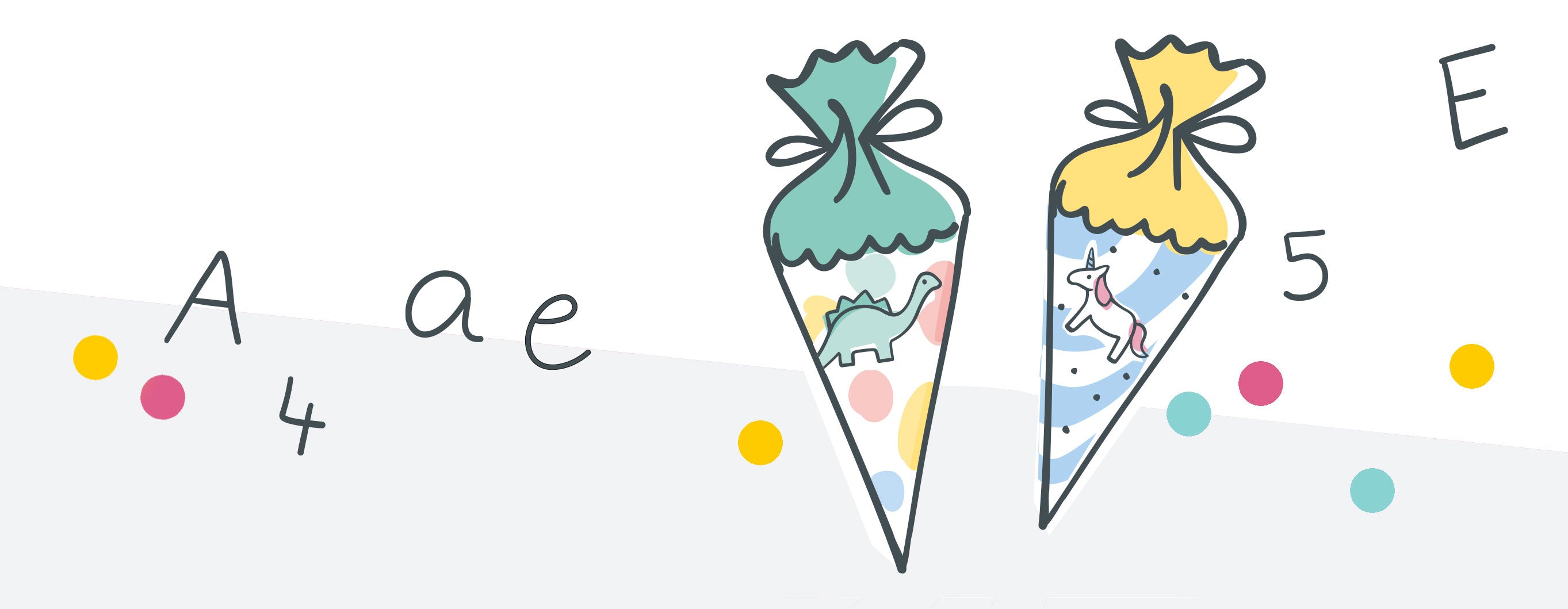 Fröhliche Illustration mit bunten Schultüten
