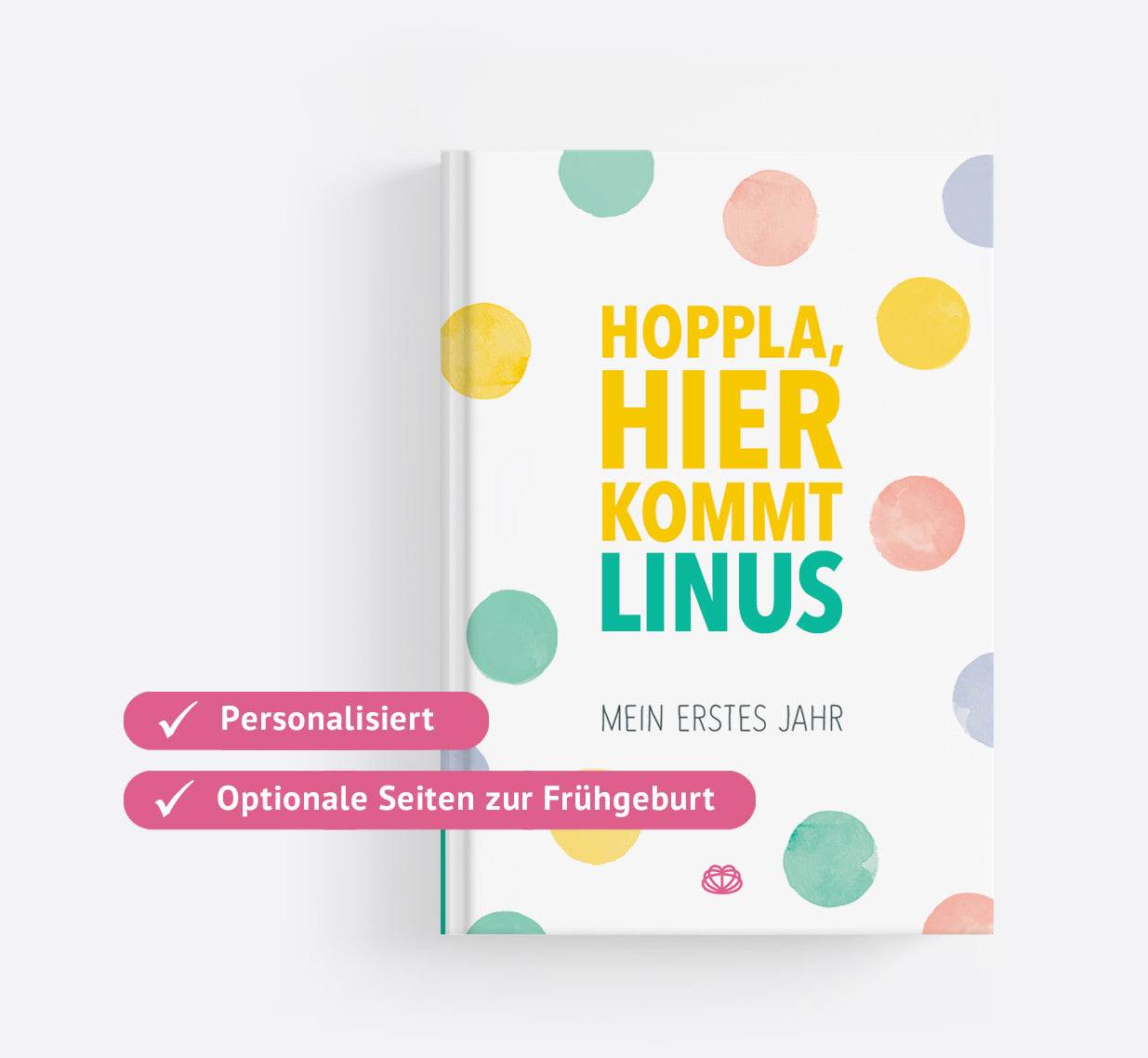 Coveransicht des personalisierten Babybuchs für Frühchen