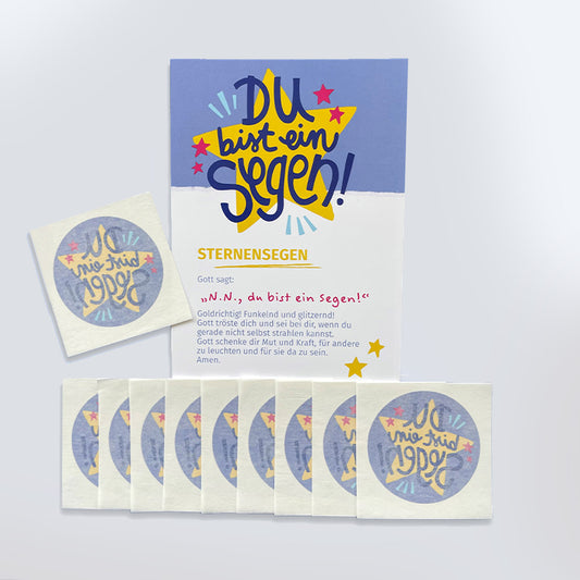 10er Set temporäre, christliche Tattoos "Du bist ein Segen"
