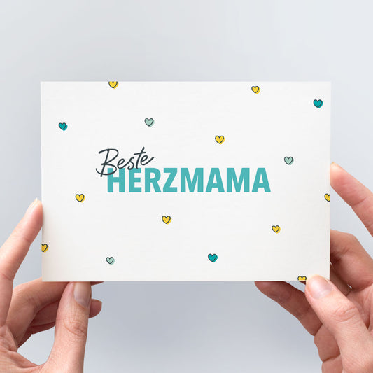 HerzSeiten Postkarte "Beste Herzmama" für Pflegemamas und Co-Mamas in Regenbogenfamilien