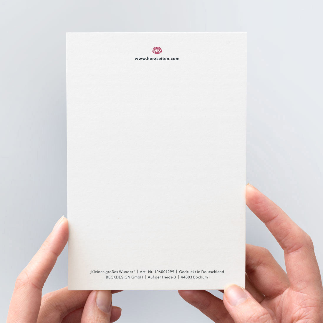 Rückseite der Postkarte "Kleines großes Wunder"