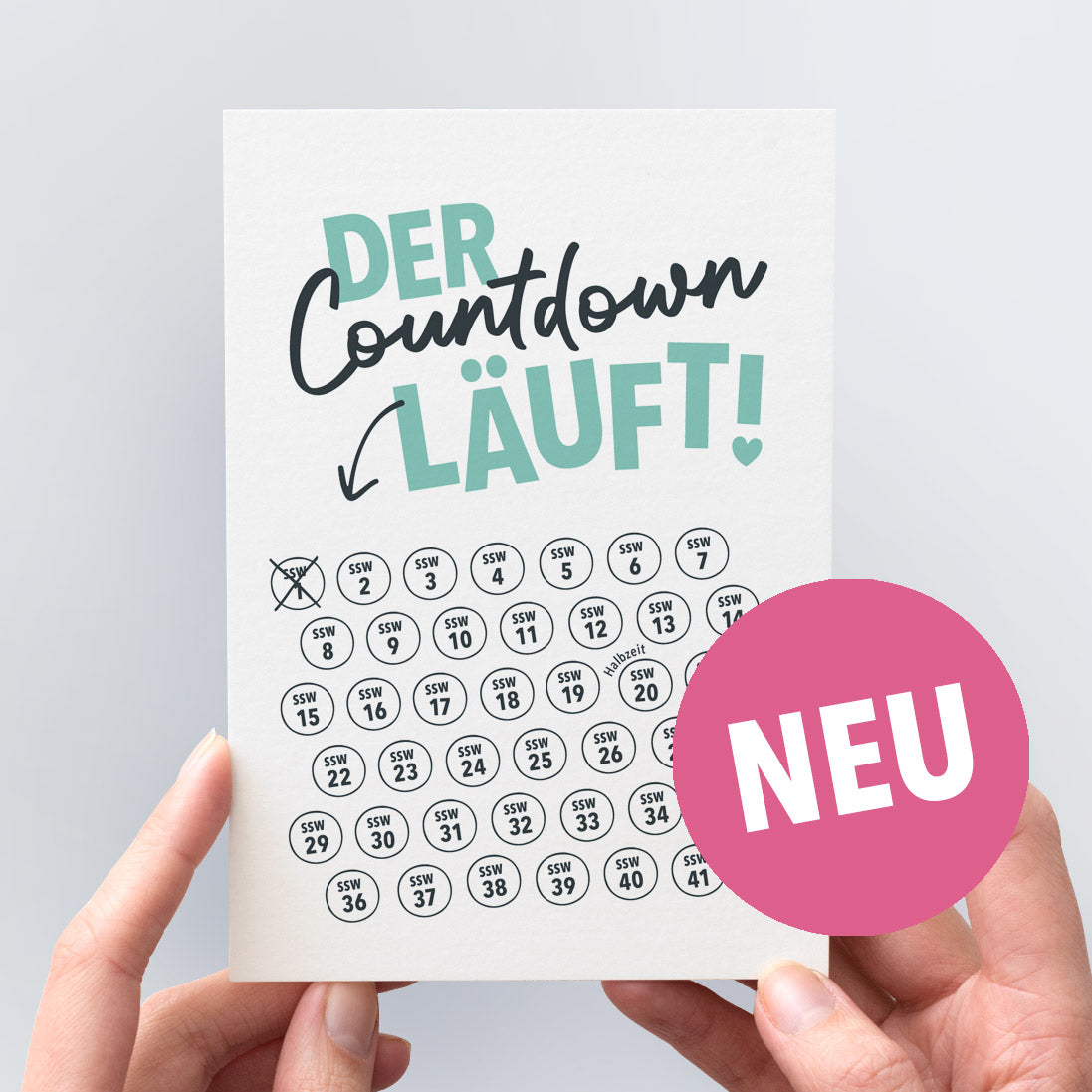 Neu: Postkarte "Schwangerschaftscountdown Kalender"