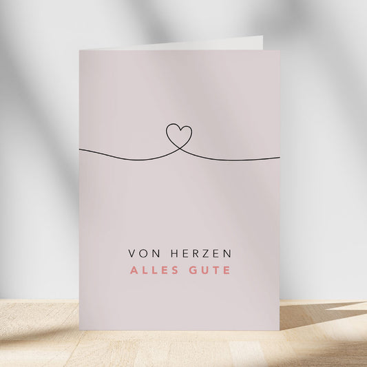 Minimalistische Grußkarte "von Herzen alles Gute"