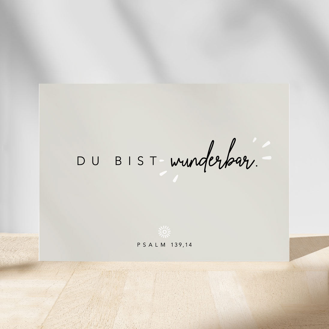 Postkarte mit Bibelvers: Du bist wunderbar. Psalm 139.14