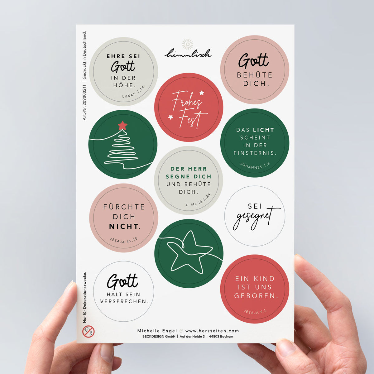 Stickerbogen mit christlichen Aufklebern zum Advent