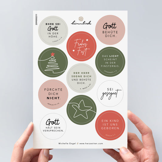 Stickerbogen mit christlichen Aufklebern zum Advent